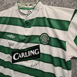 Vtg Celtic Football Club Jersey Umbro 2003 XL Signed Carling Soccer Shirt